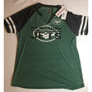 NFL Teens New York Jets Shirt Juniors Girls XL (15/17) Logo Green Short Sleeve